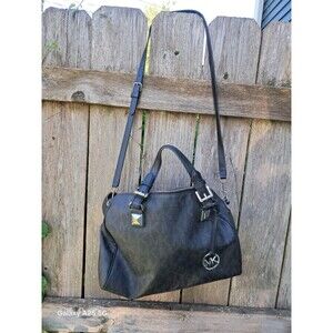Michael Kors Monogram Large Satchel Handbag Purse And Dustbag Crossbody Black